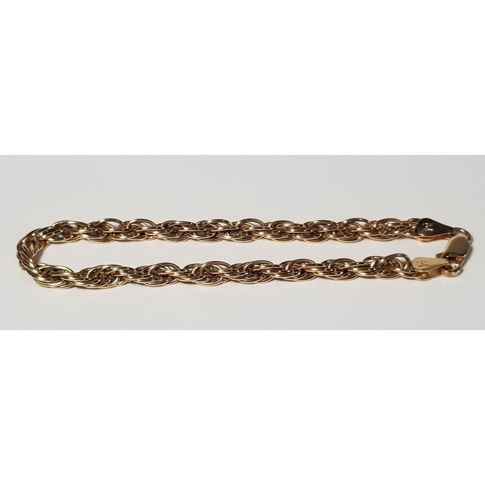 Milor Italy Bronzo Italie rose gold double link sterling silver bracelet 7.5 vtg